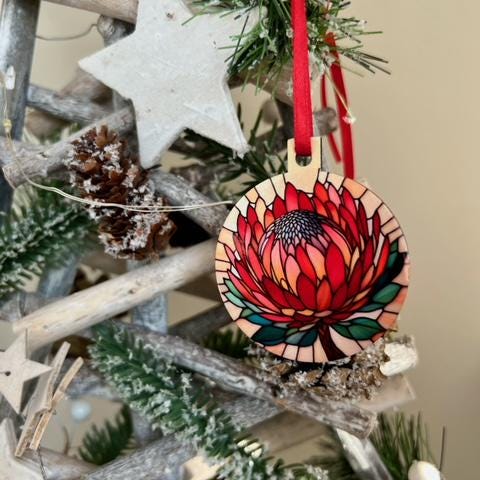 Christmas Protea South African Decoration Hanging Ornament Bauble Xmas Holiday Secret Santa Stocking Filler New Home Gift Family Keepsake