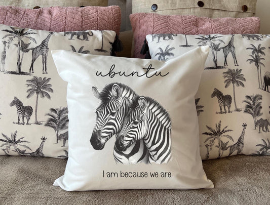 Zebra cushion cover pillow Ubuntu South African Mother Child Baby Couple New home housewarming Personalised