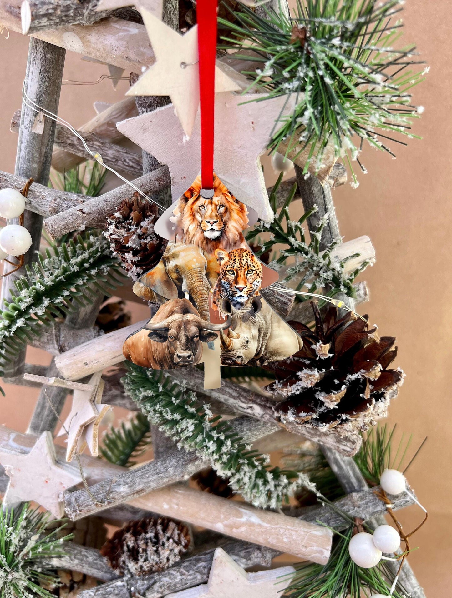 Safari Animals Christmas Tree Decoration Ornament South Africa Big 5 Five Christmas decoration hanging ornament Lion Elephant Cheetah Rhino