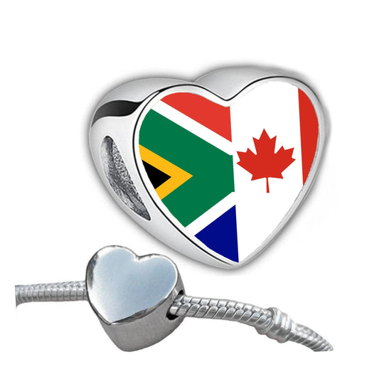 Blended flags heart SHAPED bracelet stainless steel charm bead Personalised charm Add on charm Large hole bead Valentine’s CHARM ONLY