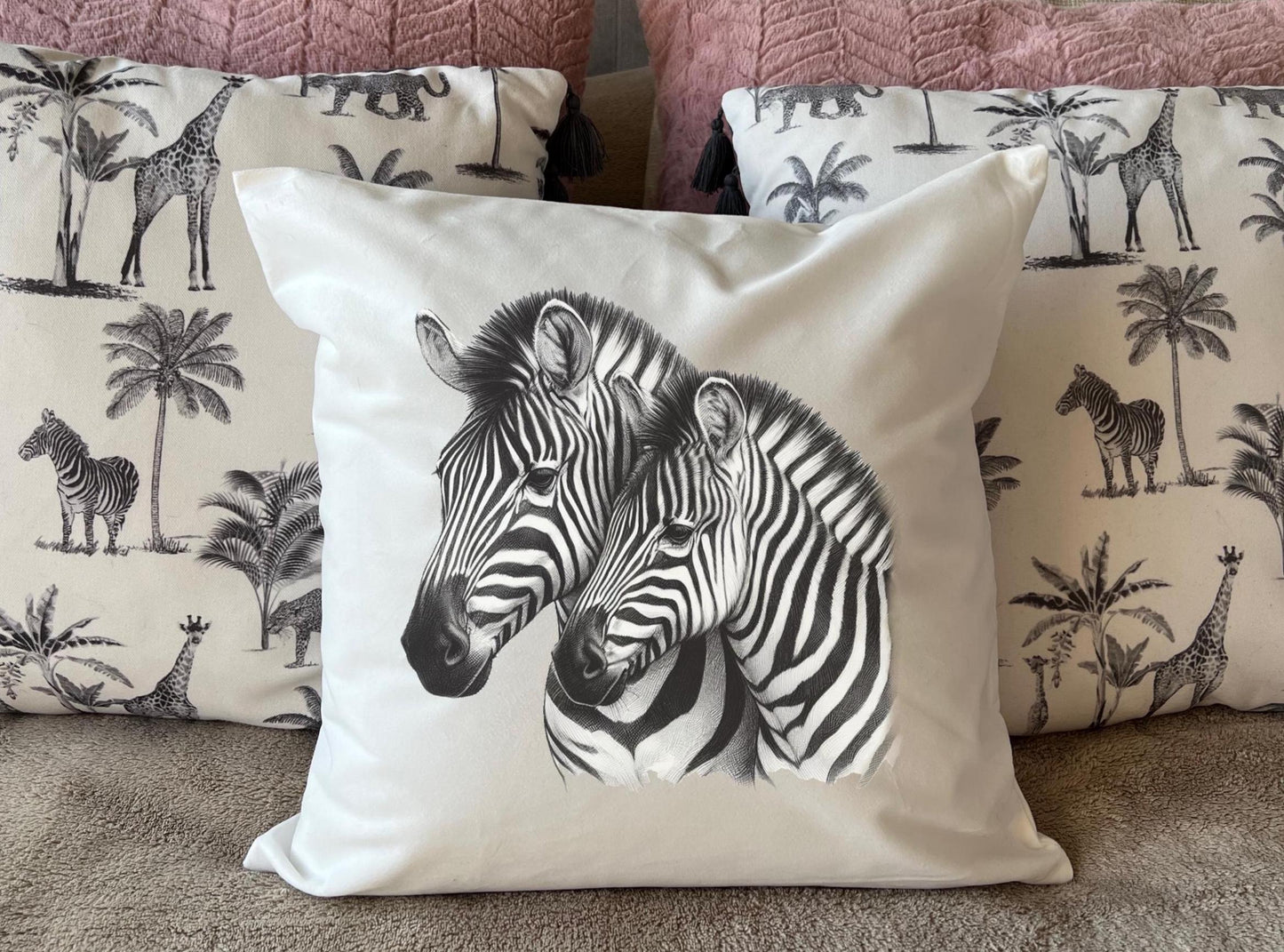 Zebra cushion cover pillow Ubuntu South African Mother Child Baby Couple New home housewarming Personalised