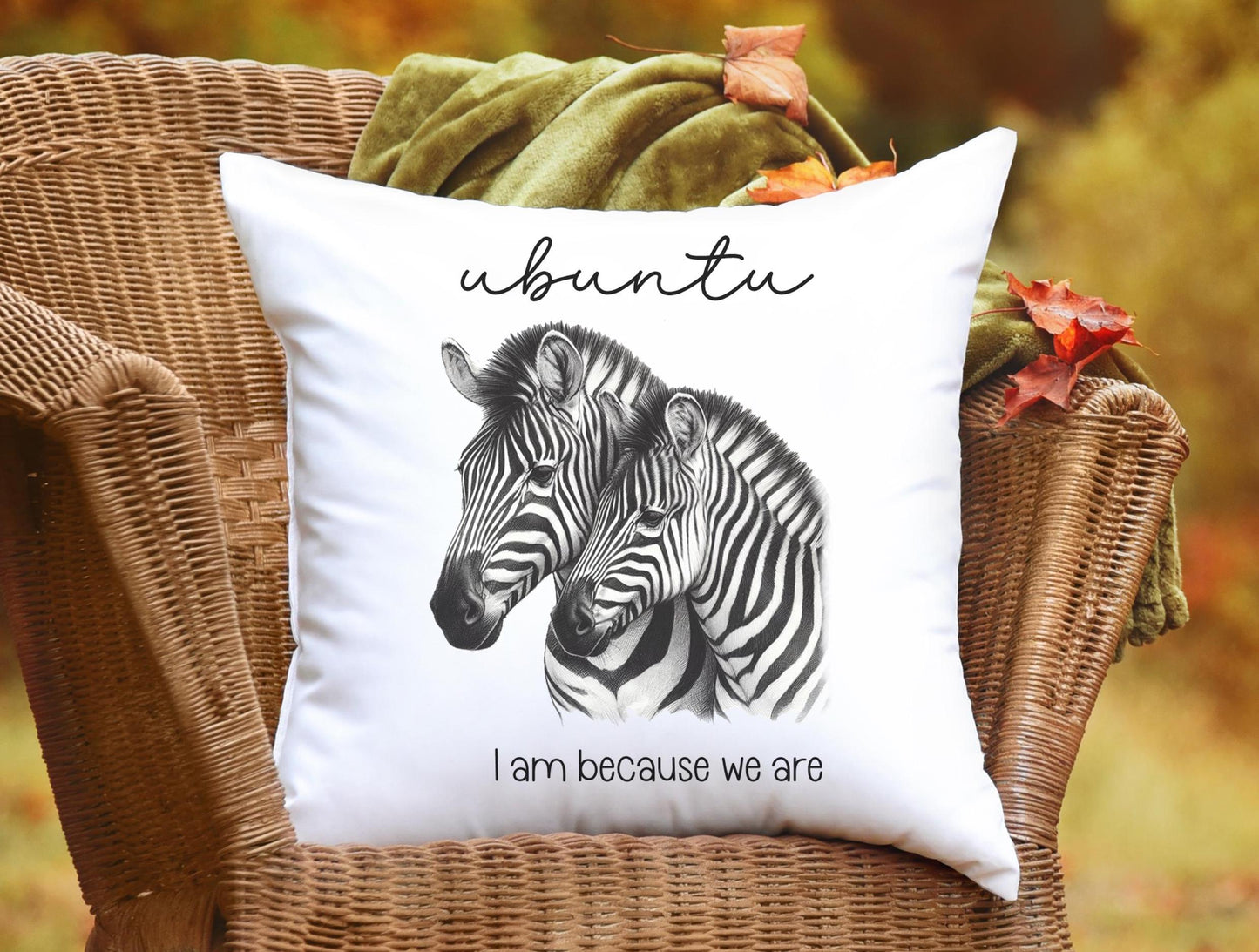 Zebra cushion cover pillow Ubuntu South African Mother Child Baby Couple New home housewarming Personalised