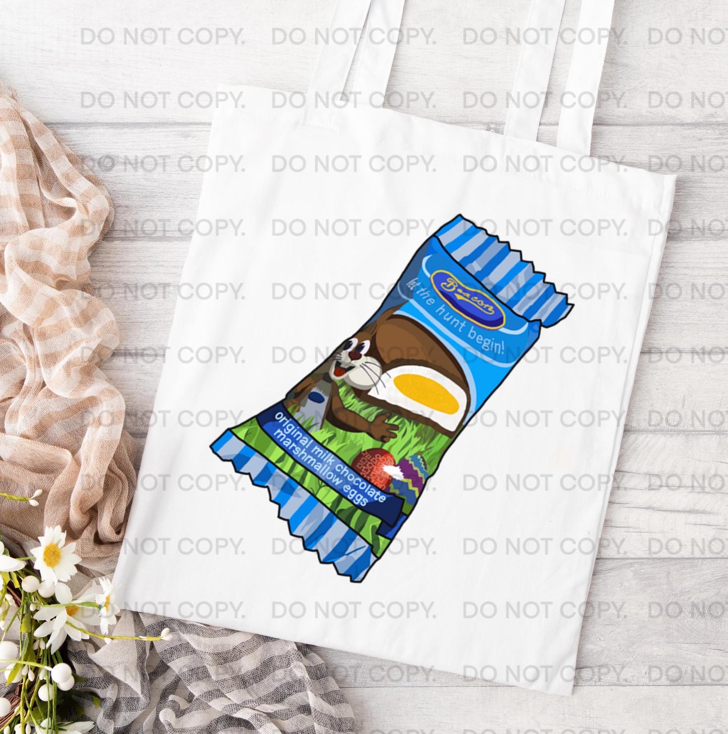 Easter Tote Bag South African Chocolate Marshmallow Sweet Egg Art Gift Spring Basket Reusable Eco friendly