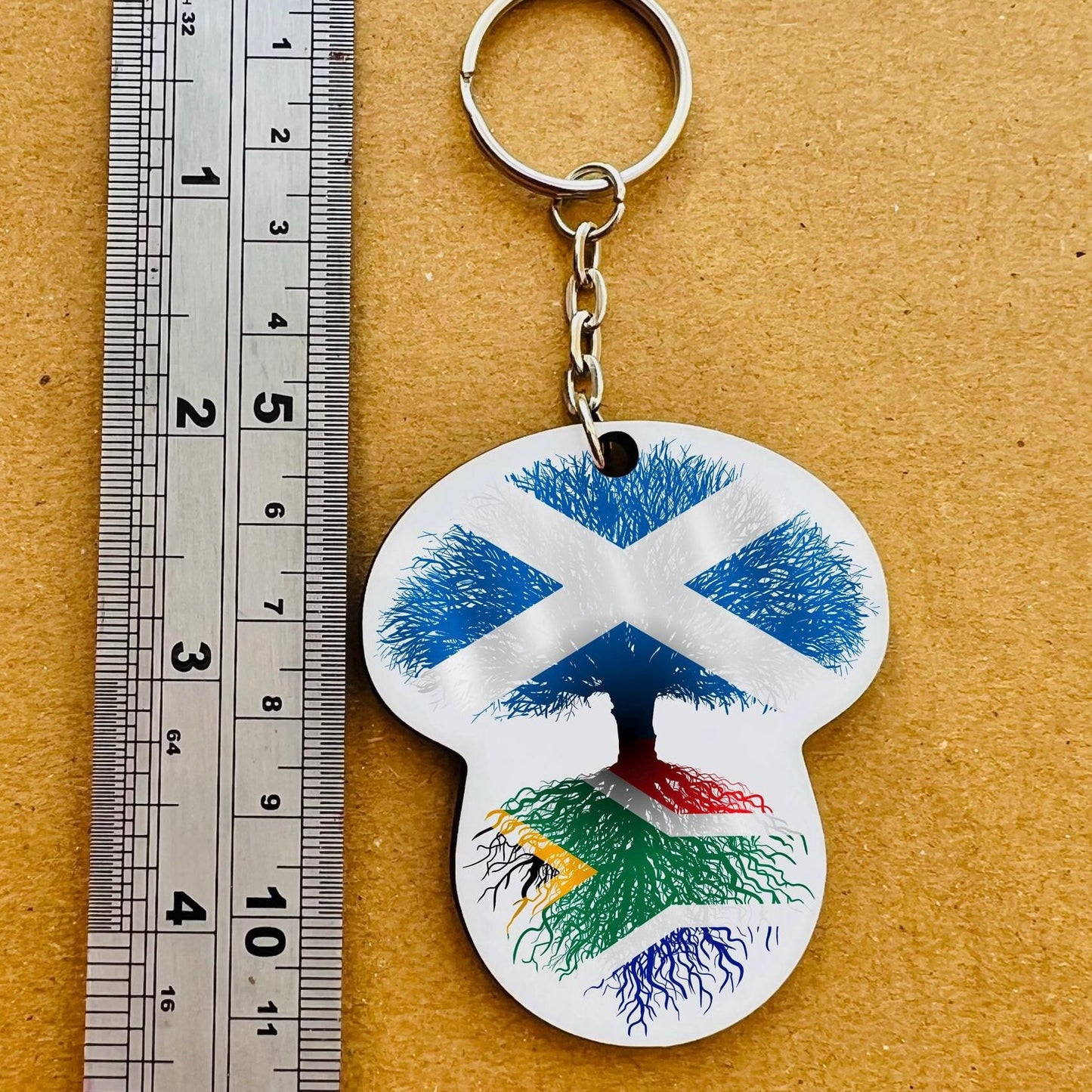 South African flag Scotland St Andrews cross  keyring keychain heritage roots New home housewarming immigration christmas gift personalised