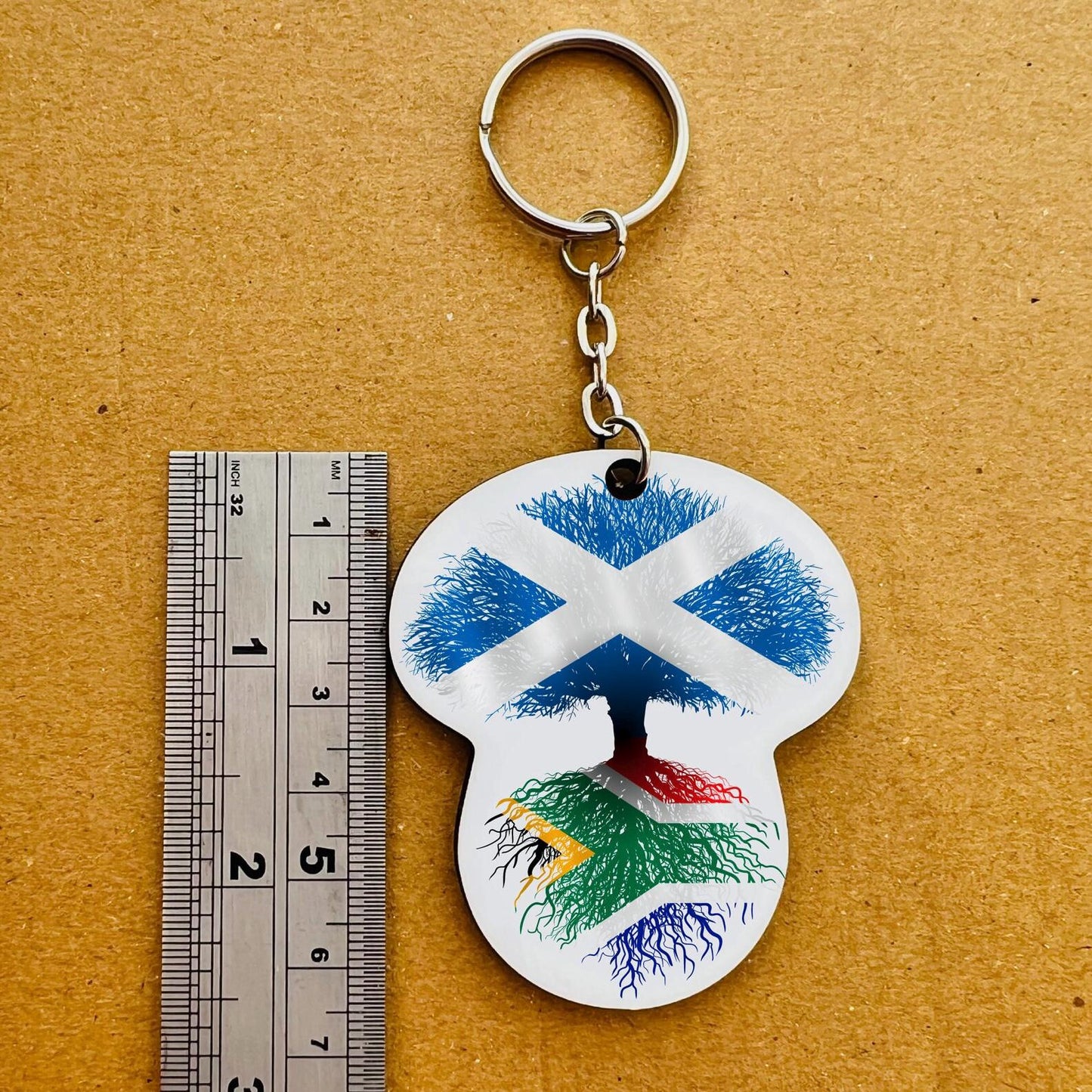 South African flag Scotland St Andrews cross  keyring keychain heritage roots New home housewarming immigration christmas gift personalised