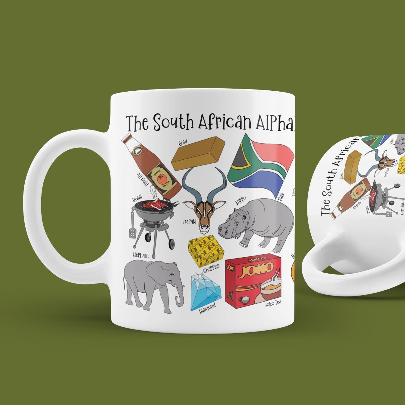 South African Alphabet Mug Tea Coffee Hot Chocolate Afrikaans House Warming New Home Kitchen Gift Braai BBQ