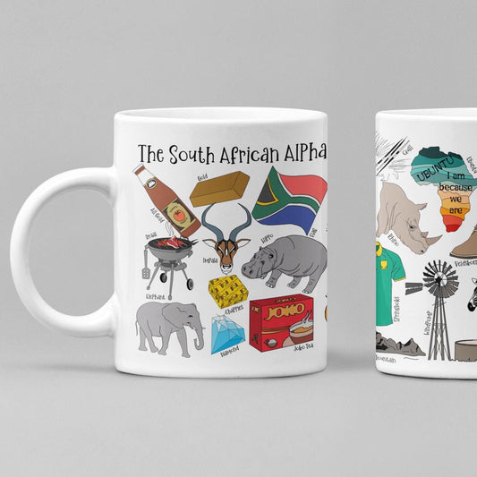 South African Alphabet Mug Tea Coffee Hot Chocolate Afrikaans House Warming New Home Kitchen Gift Braai BBQ
