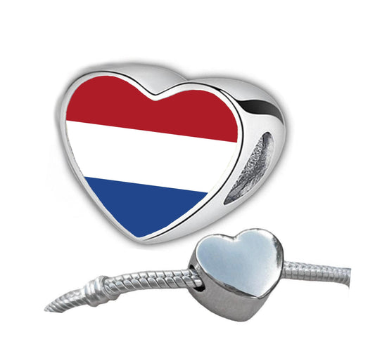 The Netherlands Holland Flag heart stainless steel charm personalised charm Add on charm Large hole bead Valentine’s gift for mom mum
