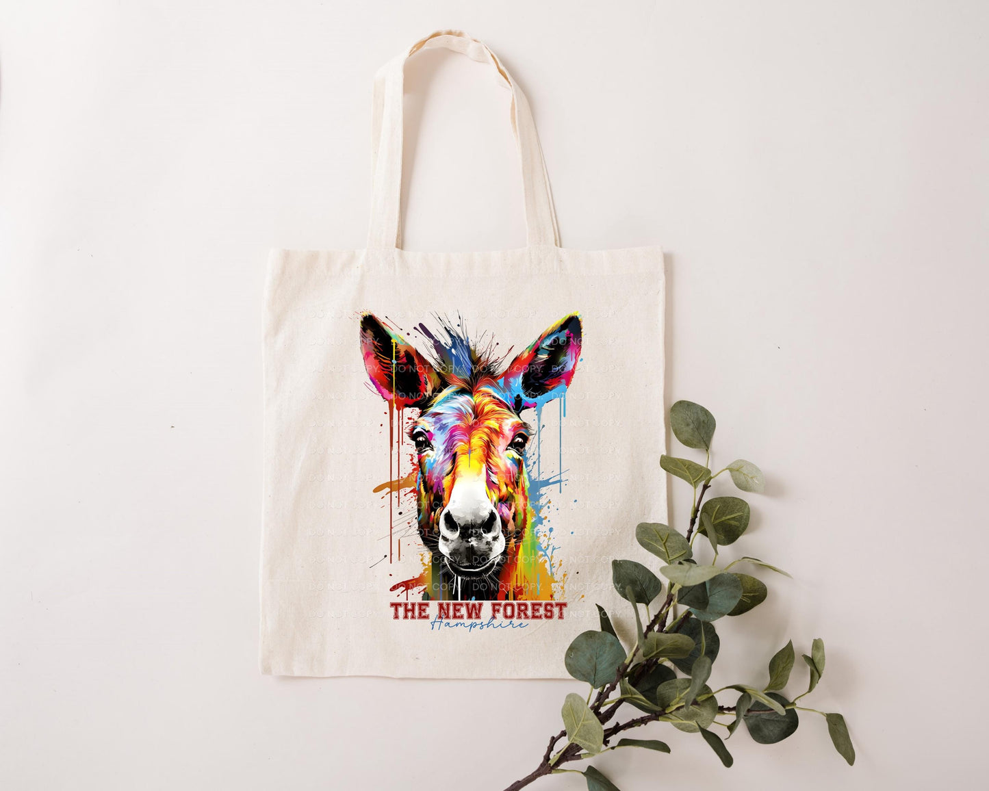 New Forest Donkey Pony Horse Hampshire Holiday Travel Gift Shopping Beach Tote Bag London UK  Britain Souvenir Reusable Eco Friendly