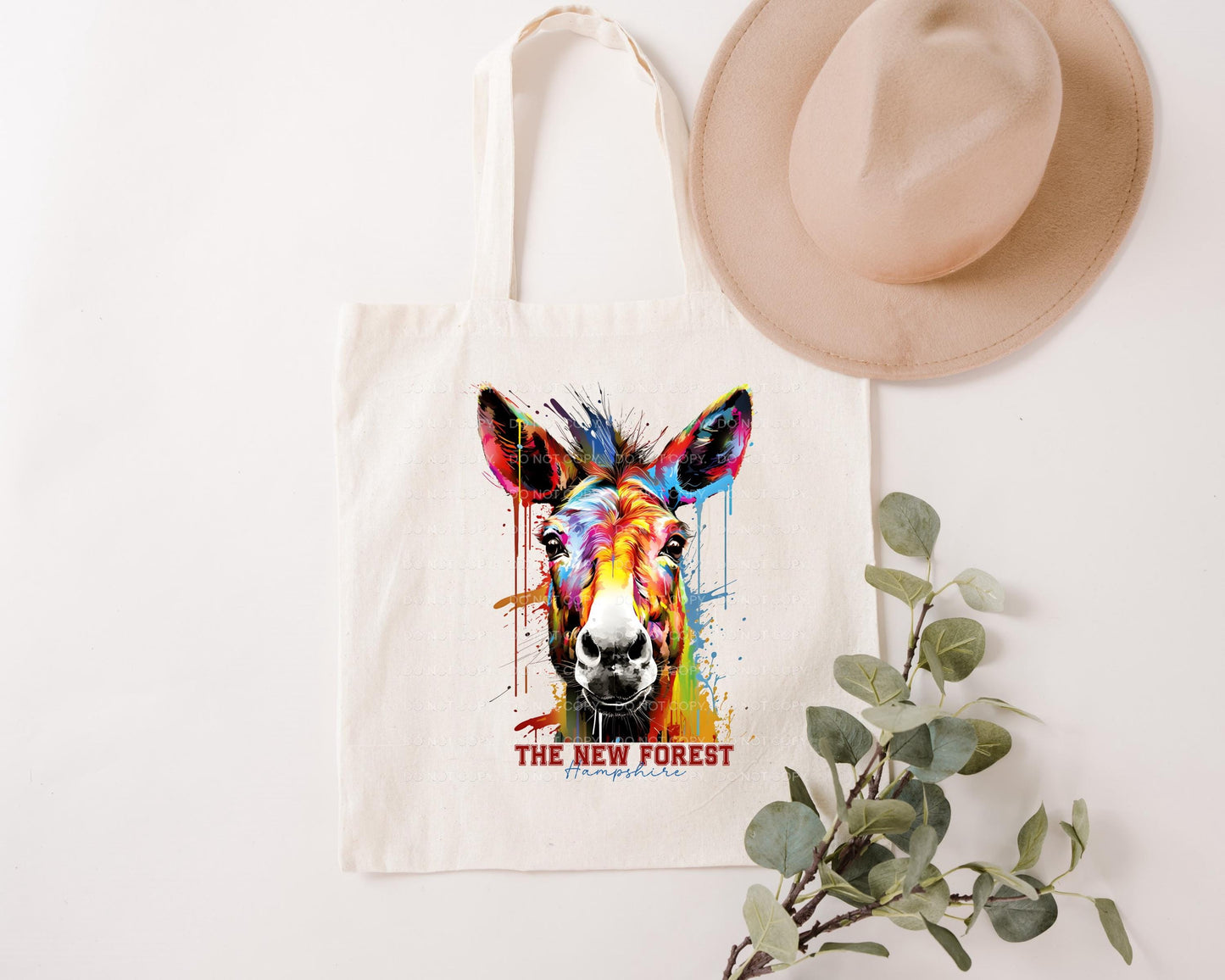 New Forest Donkey Pony Horse Hampshire Holiday Travel Gift Shopping Beach Tote Bag London UK  Britain Souvenir Reusable Eco Friendly
