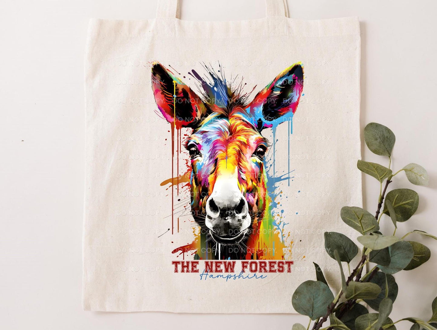 New Forest Donkey Pony Horse Hampshire Holiday Travel Gift Shopping Beach Tote Bag London UK  Britain Souvenir Reusable Eco Friendly