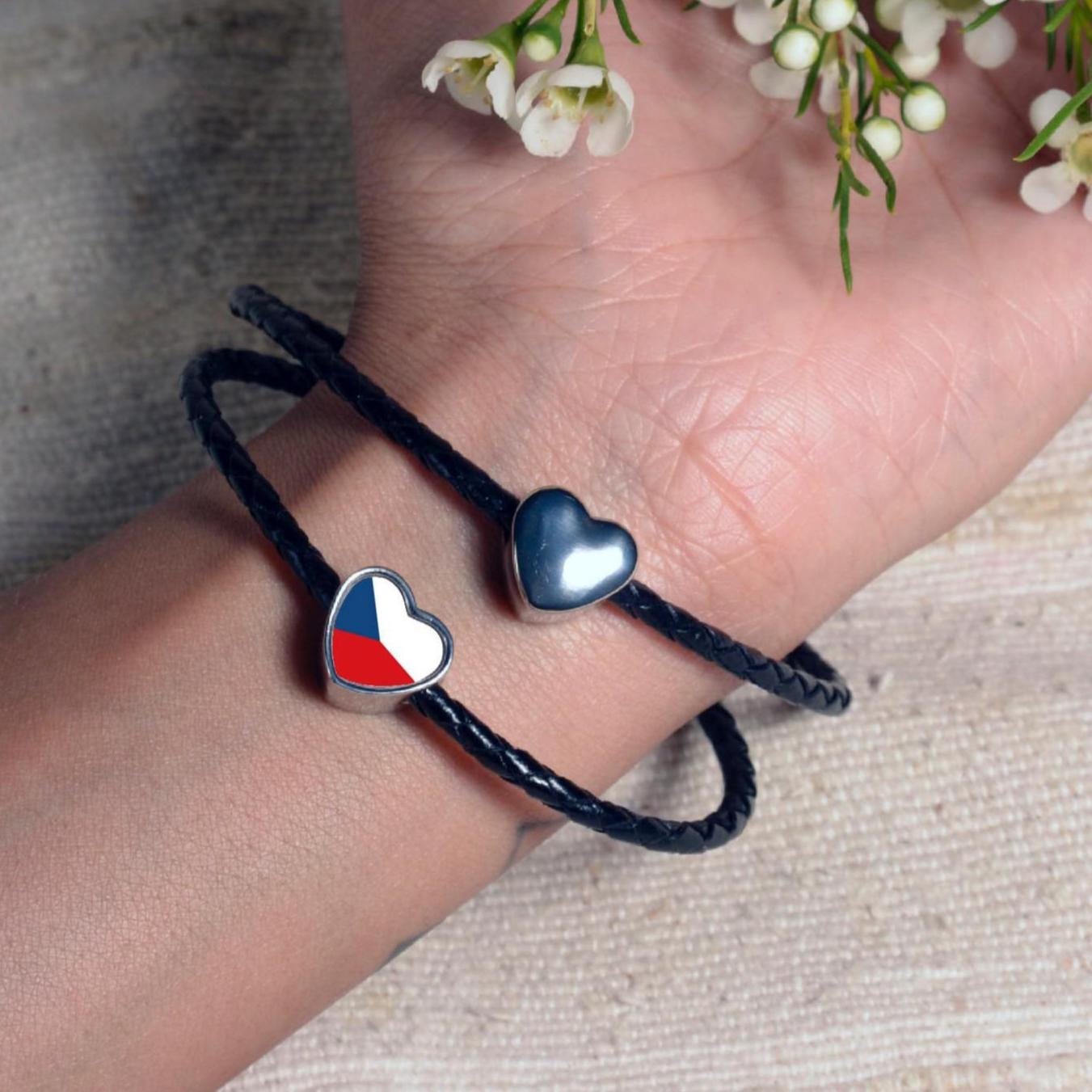 Czech Republic Flag heart stainless steel charm personalised charm Add on charm Large hole bead Valentine’s gift for mom mum CHARM ONLY