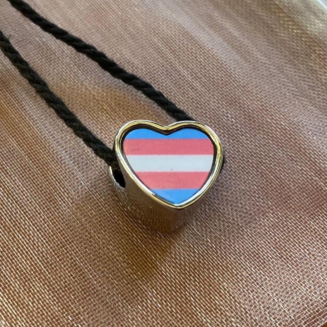 Transgender Flag Charm LGBQT+ Pride addon Bead Large Hole Bracelet Compatible Transitioning Coming Out Gift for They/Them Him/Her CHARM ONLY