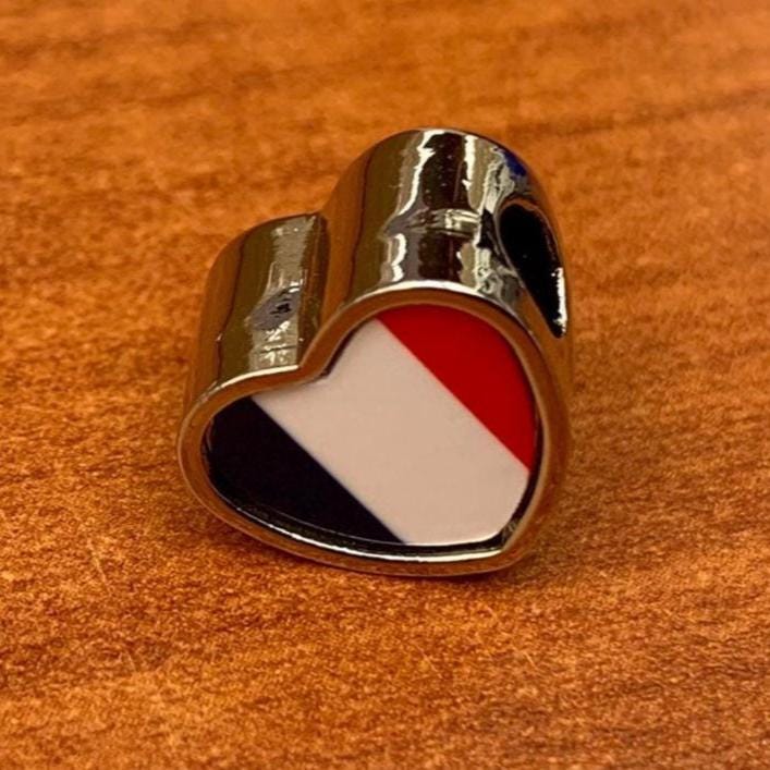 France French flag heart bracelet stainless steel charm bead Personalised Add on charm Large hole bead Valentine gift for mom mum CHARM ONLY