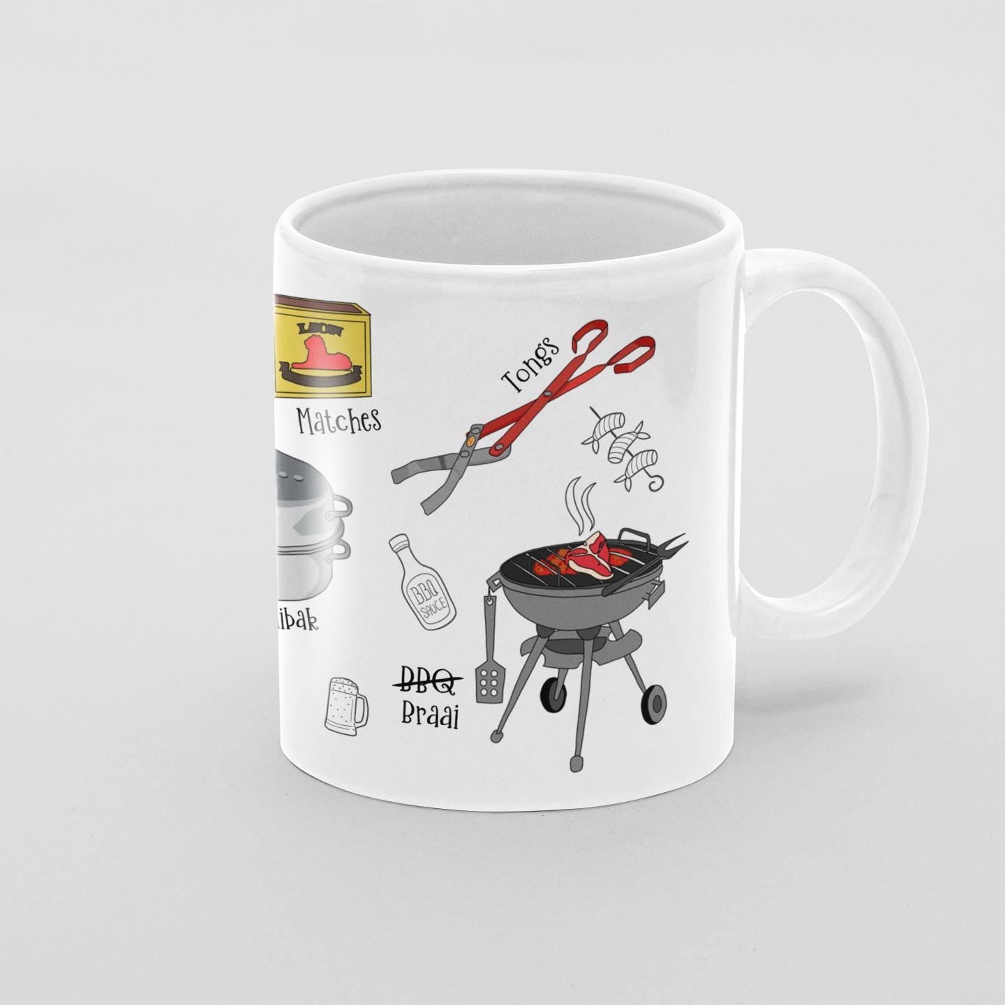 Braai Master BBQ Grill Mug Ceramic South Africa Father's Day Christmas Birthday Funny Gift for Mum or Dad
