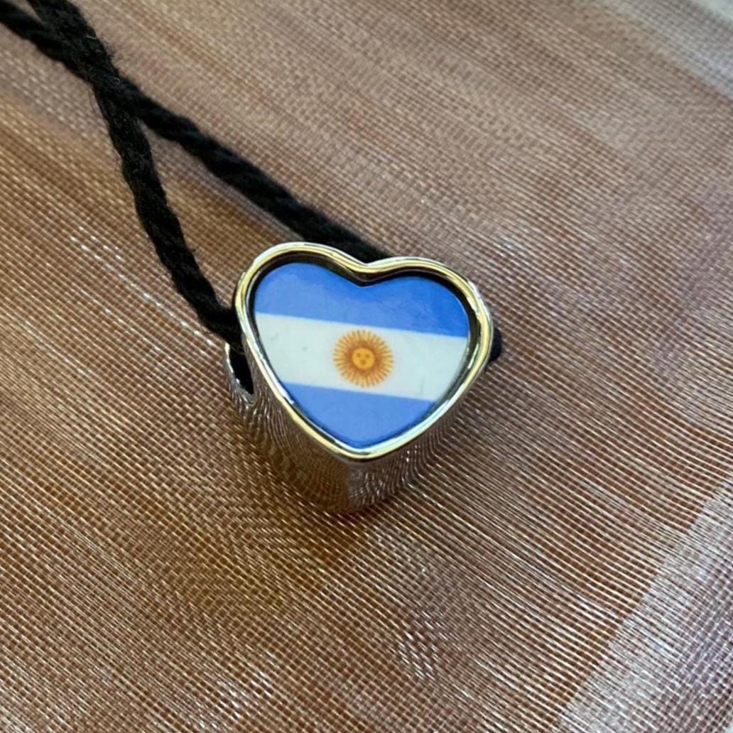 Argentina Argentinian Flag heart charm large hole bead add on stainless steel charm Valentine’s gift mom mum personalised gift CHARM ONLY