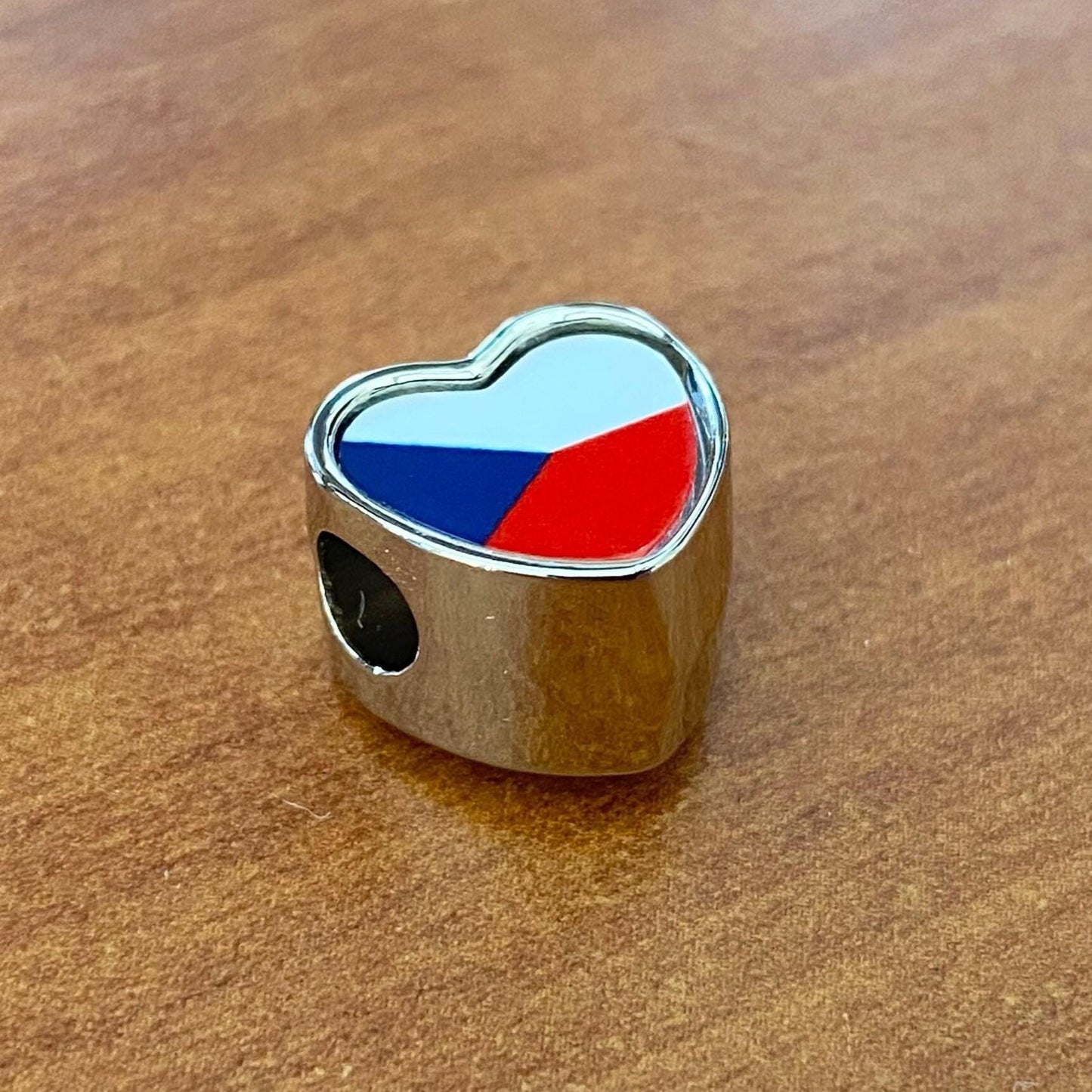 Czech Republic Flag heart stainless steel charm personalised charm Add on charm Large hole bead Valentine’s gift for mom mum CHARM ONLY