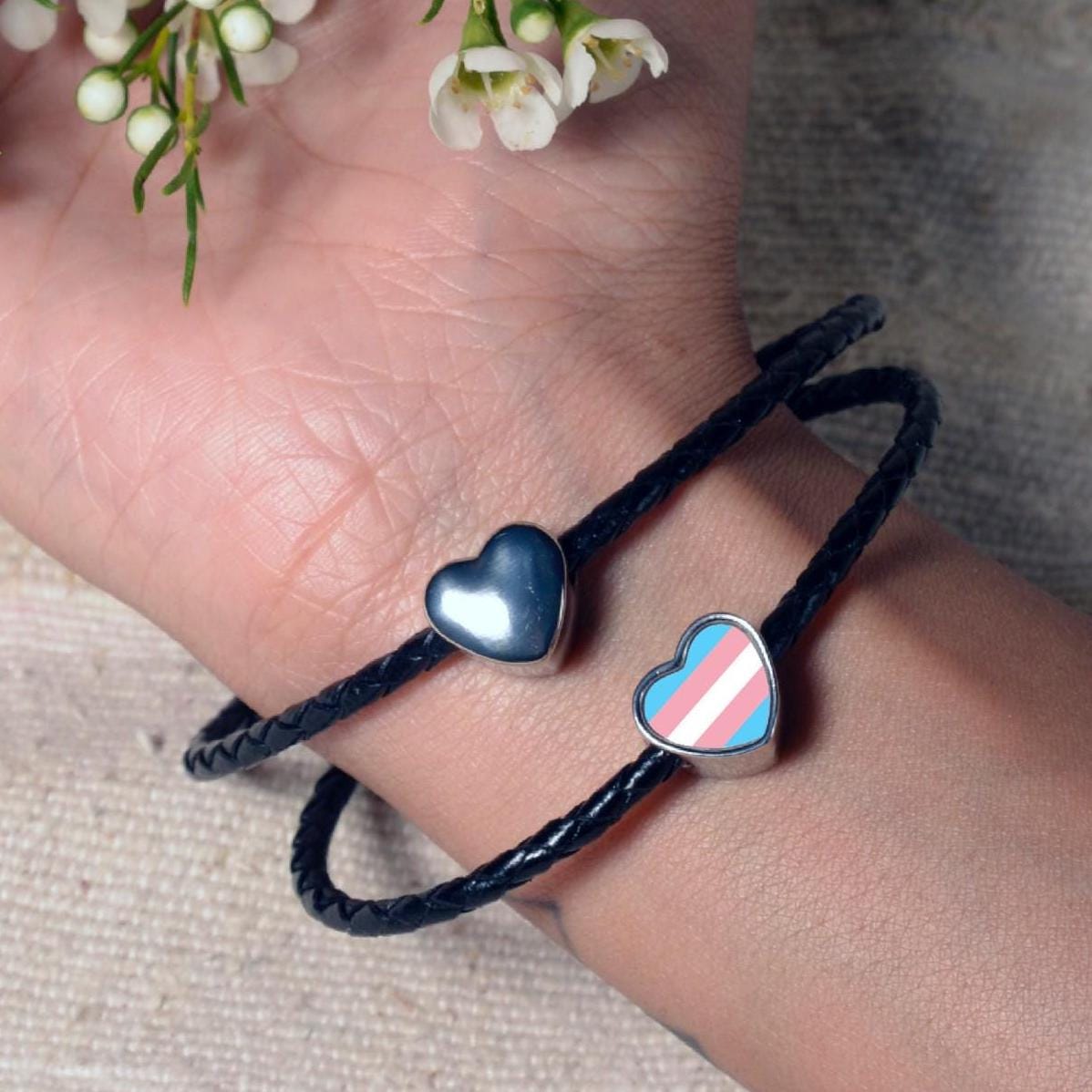 Transgender Flag Charm LGBQT+ Pride addon Bead Large Hole Bracelet Compatible Transitioning Coming Out Gift for They/Them Him/Her CHARM ONLY