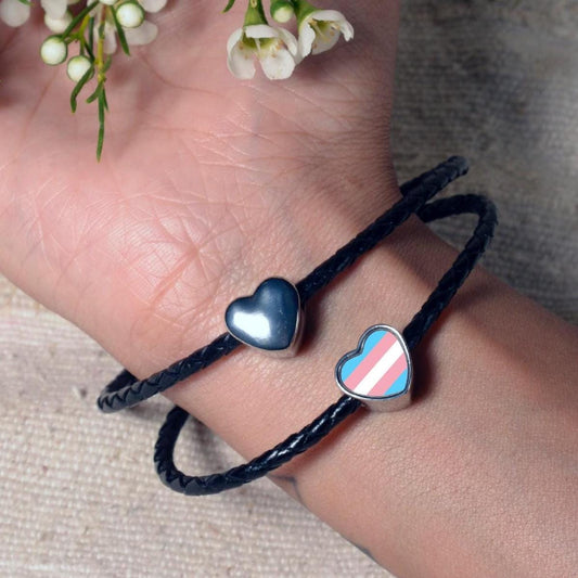 Transgender Flag Charm LGBQT+ Pride addon Bead Large Hole Bracelet Compatible Transitioning Coming Out Gift for They/Them Him/Her CHARM ONLY