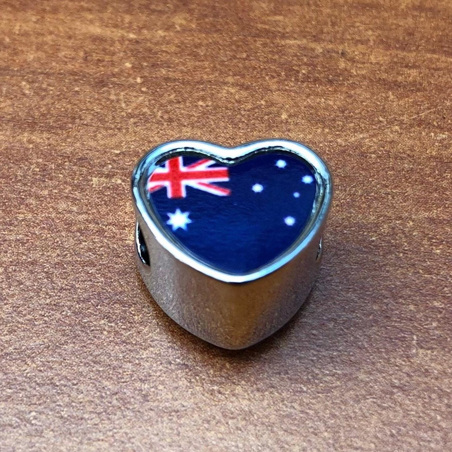 Australia Australian flag heart bracelet stainless steel charm bead add on Large hole bead Valentine’s gift for mom mum CHARM ONLY