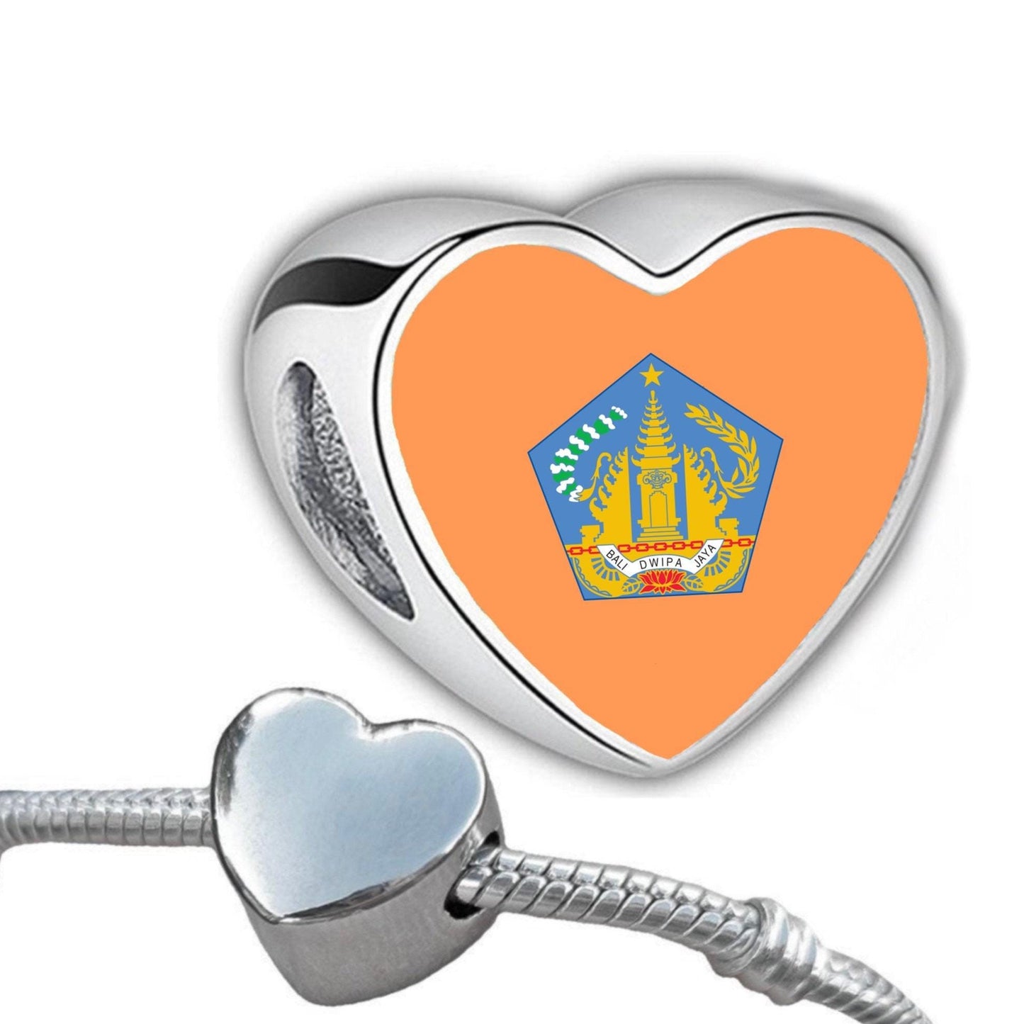 Bali flag heart shaped bracelet stainless steel charm bead Personalised charm Add on Large hole bead Valentine’s gift for mom mum CHARM ONLY