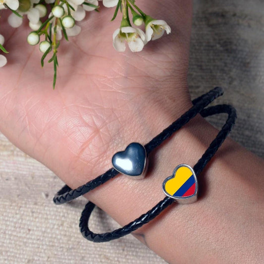 Colombia Colombian Flag heart stainless steel charm bead Personalised Add on charm Large hole bead Valentine’s gift for mom mum CHARM ONLY