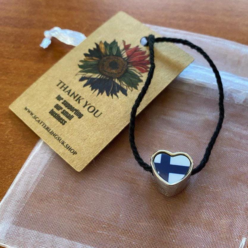 Finland Finish Flag heart shaped bracelet stainless steel charm bead personalised Add on Large hole Valentine gift for mom mum CHARM ONLY