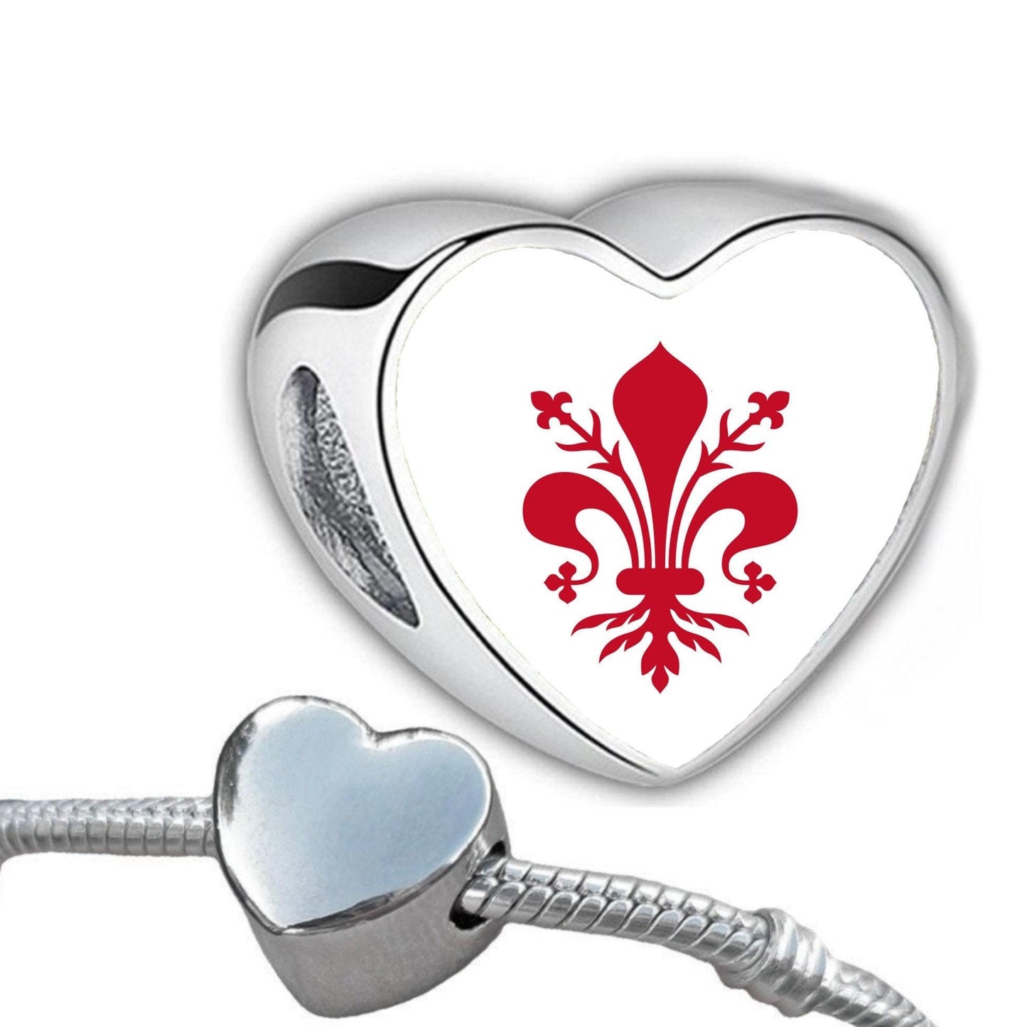 Florence Italy Italian heart shaped bracelet stainless steel charm bead flag Addon Large hole bead Valentine’s gift for mom mum CHARM ONLY
