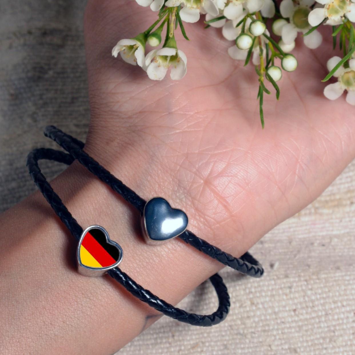 Germany German Flag heart stainless steel charm bead personalised charm Add on charm Large hole bead Valentine’s gift for mom mum CHARM ONLY
