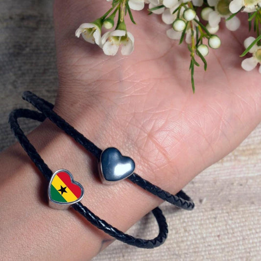 Ghanaian Ghana heart shaped bracelet stainless steel charm bead Personalised Charm Add on bead Gift for mom mum. Valentine Gift. CHARM ONLY