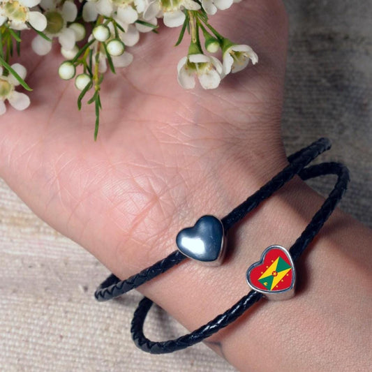Grenada heart shaped bracelet stainless steel charm Personalised charm Grenada Flag CHARM ONLY
