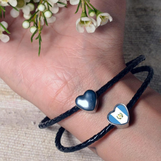 Guatemala Guatemalan flag heart shaped bracelet stainless steel charm add on bead large hole charm Valentine’s gift for mum mom CHARM ONLY