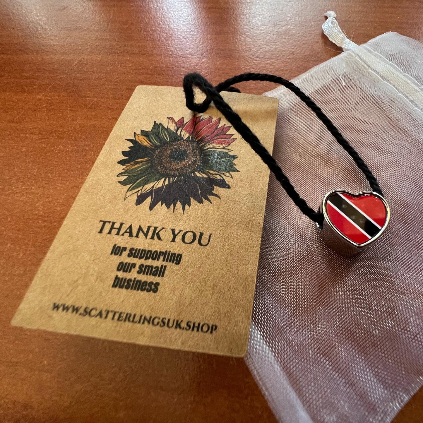 Trinidad and Tobago Flag heart stainless steel charm bead Personalised Charm jewellery Add on large hole charm Valentine’s gift for mom mum