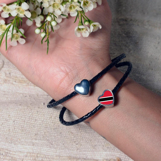 Trinidad and Tobago Flag heart stainless steel charm bead Personalised Charm jewellery Add on large hole charm Valentine’s gift for mom mum