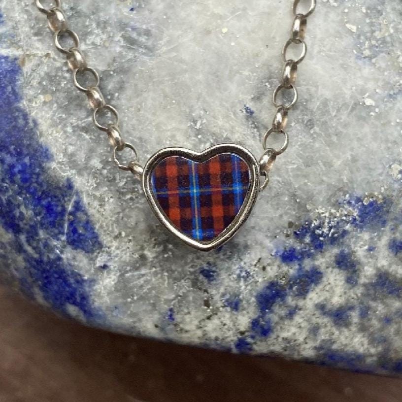 Scots tartans heart shaped bracelet stainless steel charm bead Charm personalised with choice of Scottish tartan. Add on bead Valentine Gift