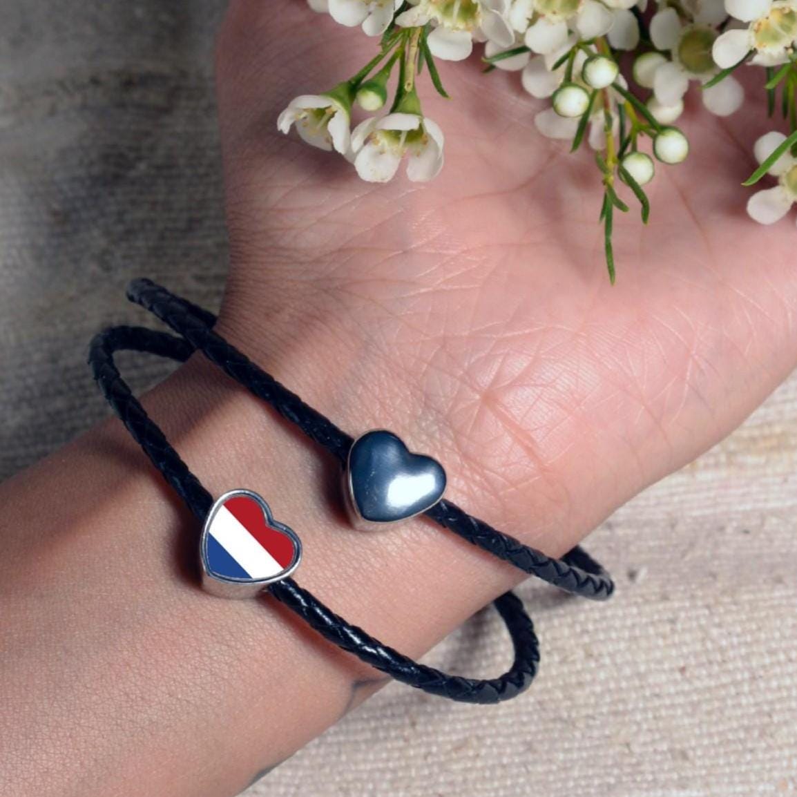 Netherlands Holland Dutch Flag Heart Charm for Bracelet Stainless Steel Jewellery Pendant