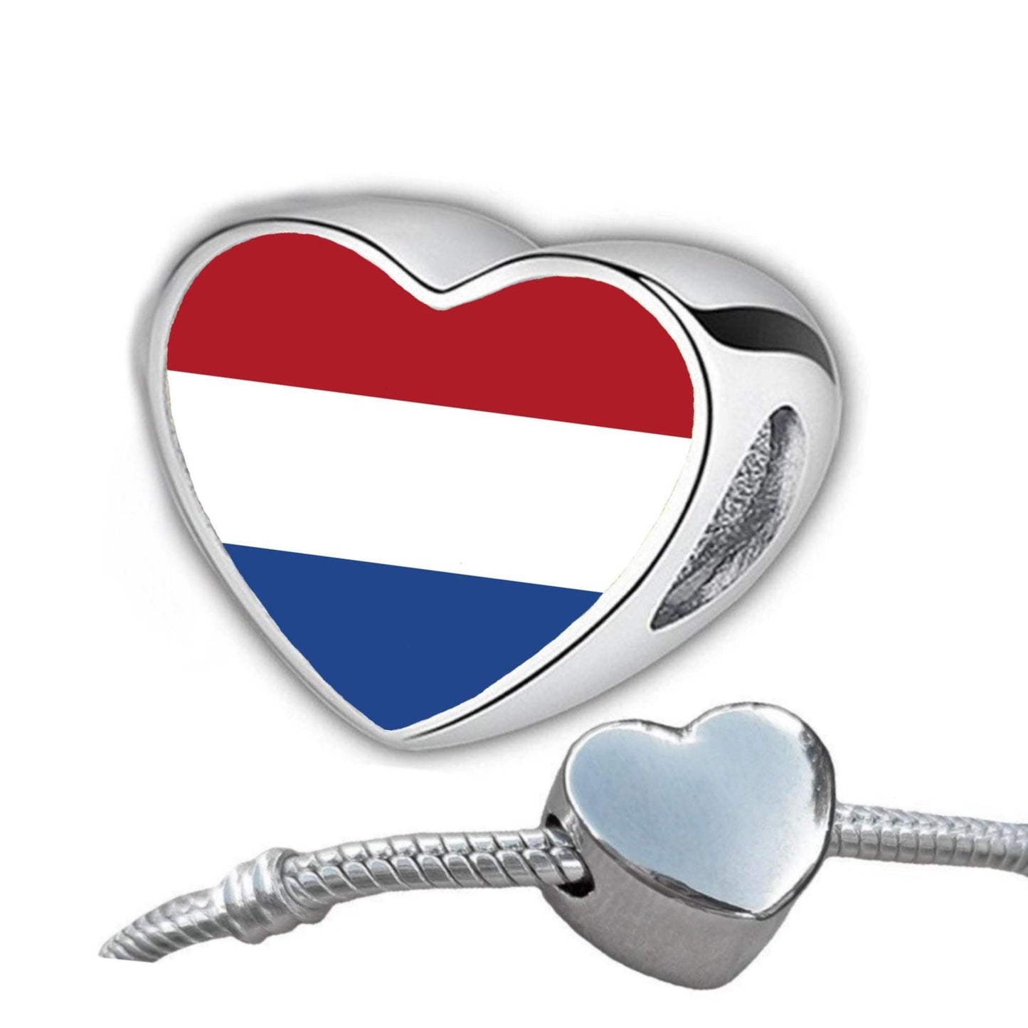 Netherlands Holland Dutch Flag Heart Charm for Bracelet Stainless Steel Jewellery Pendant