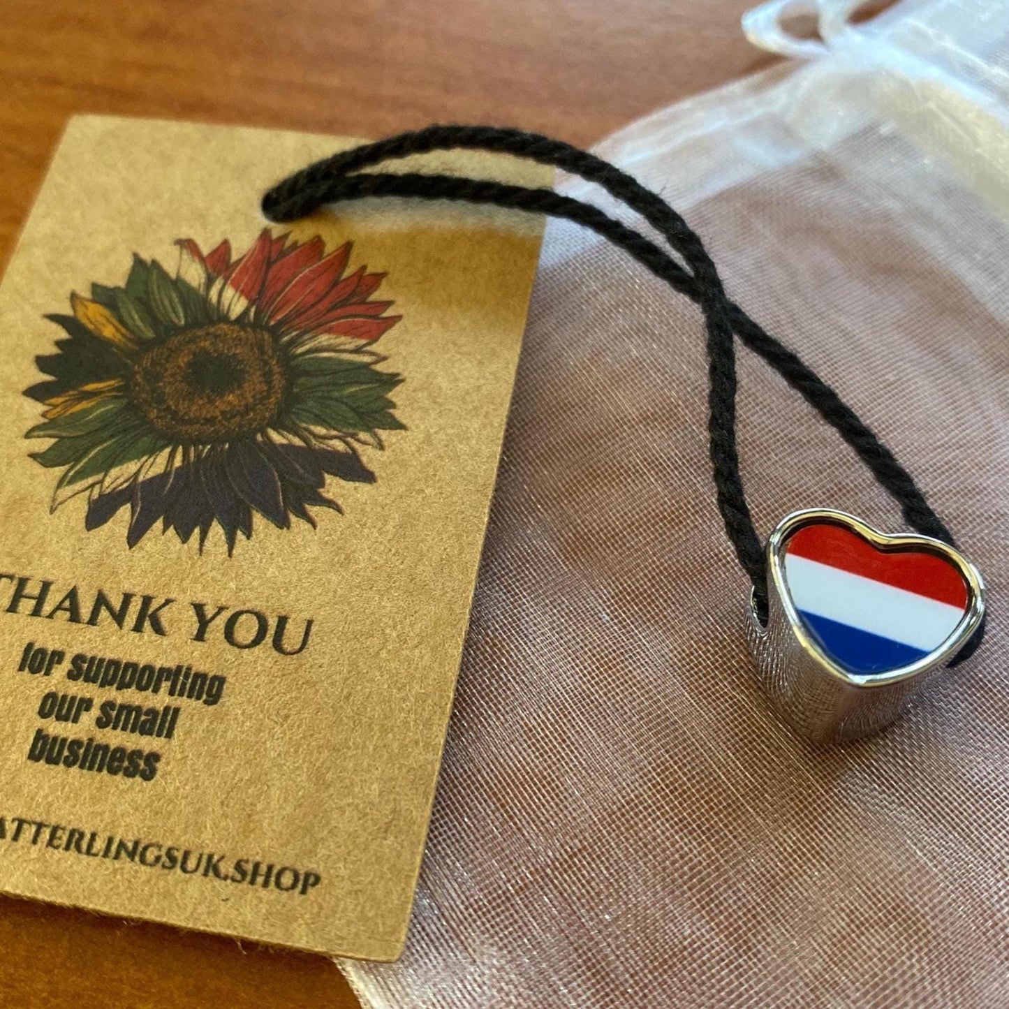 Netherlands Holland Dutch Flag Heart Charm for Bracelet Stainless Steel Jewellery Pendant