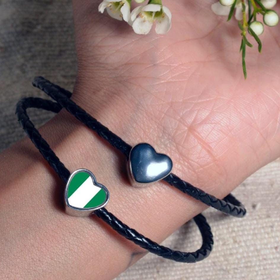 Nigerian Nigeria heart shape bracelet stainless steel charm bead Personalised Add on charm Large hole Valentine gift for mom mum African