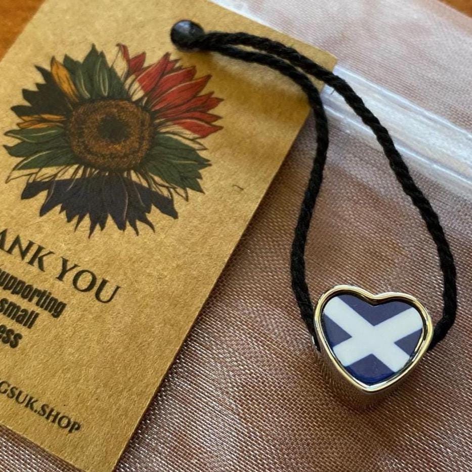 St. Andrews Cross Saltire Scotland Flag Personalised heart stainless steel charm Large hole bead add on charm Valentine’s Gift for mum mom