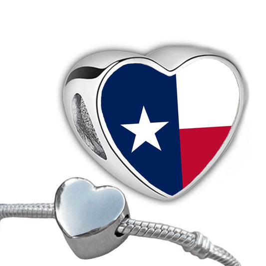 United States US State Flag Heart Charm for Bracelet Stainless Steel Jewellery Pendant