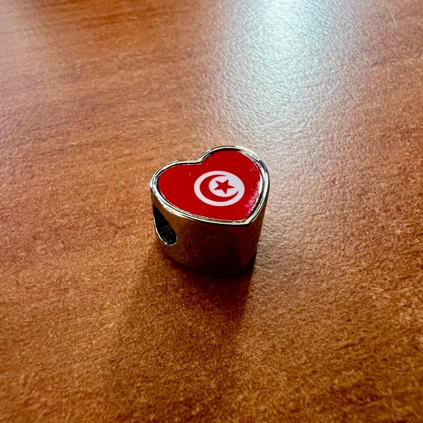 Tunisia Tunisian Flag Heart Charm for Bracelet Stainless Steel Jewellery Pendant