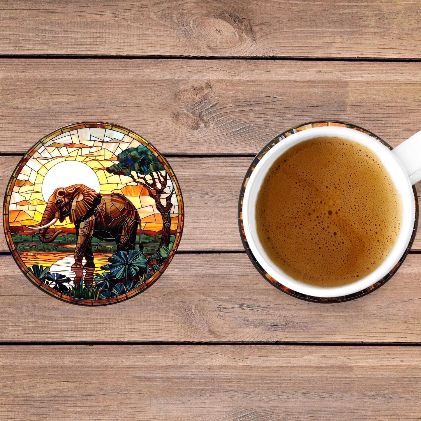Safari Animals Coasters, South African Big Five, Tea Coffee Table Mats Set of Five
