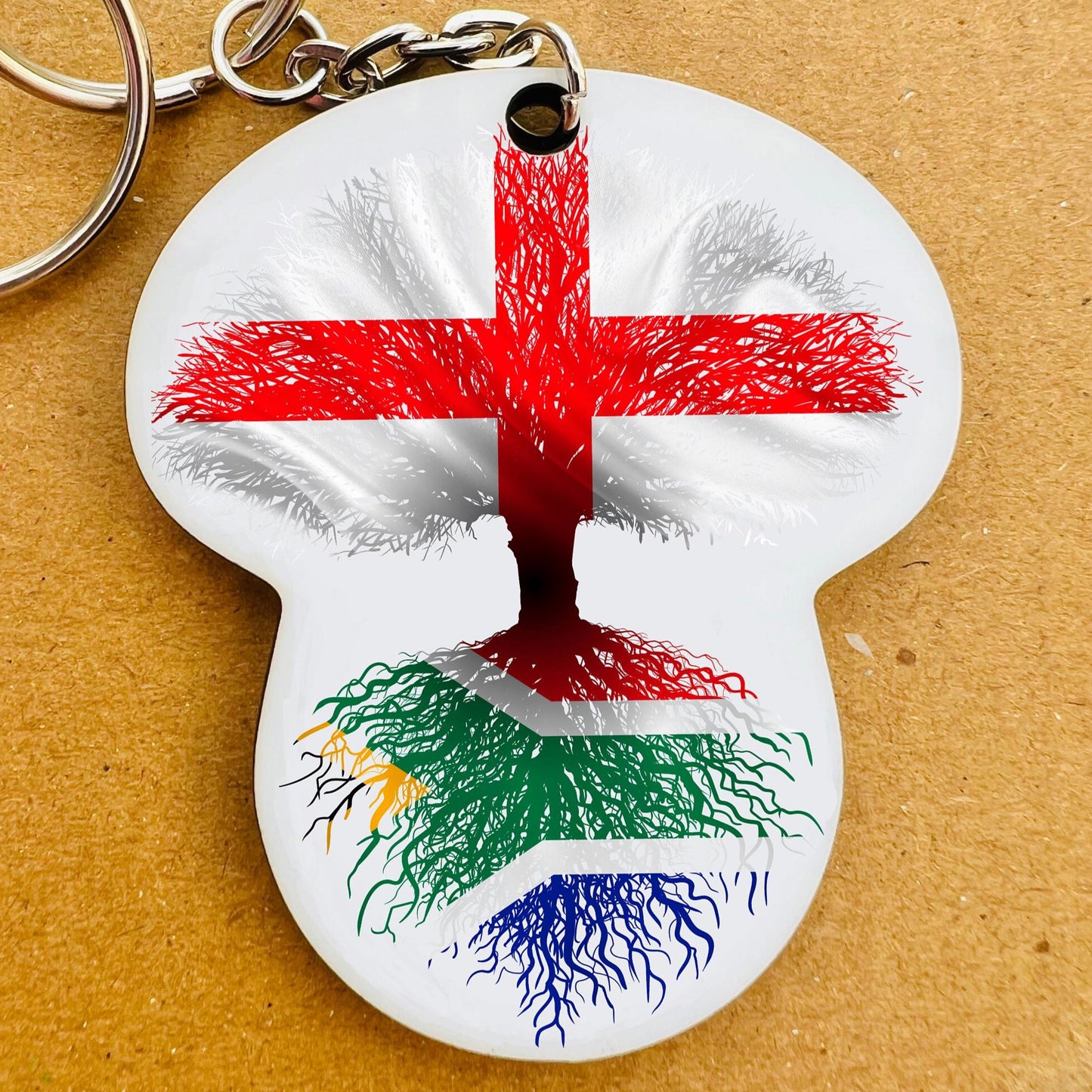 South African flag St George's Cross England keyring keychain heritage roots New home housewarming  travel christmas gift personalised