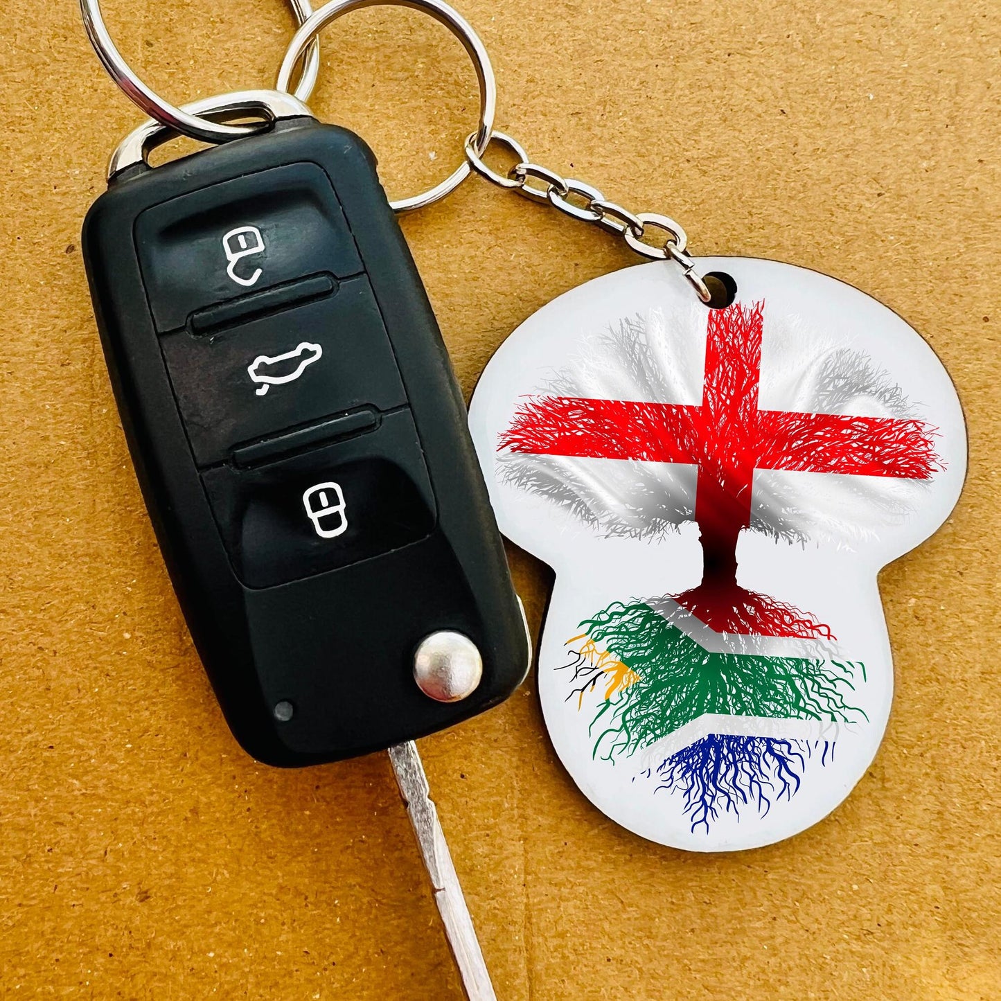 South African flag St George's Cross England keyring keychain heritage roots New home housewarming  travel christmas gift personalised