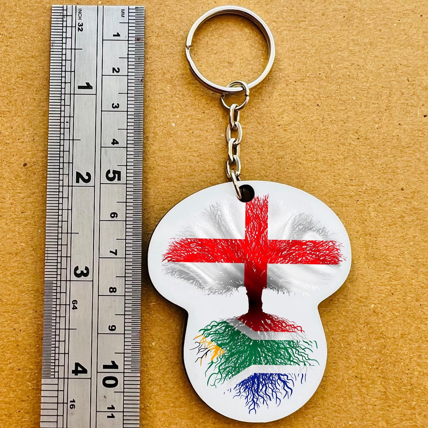 South African flag St George's Cross England keyring keychain heritage roots New home housewarming  travel christmas gift personalised