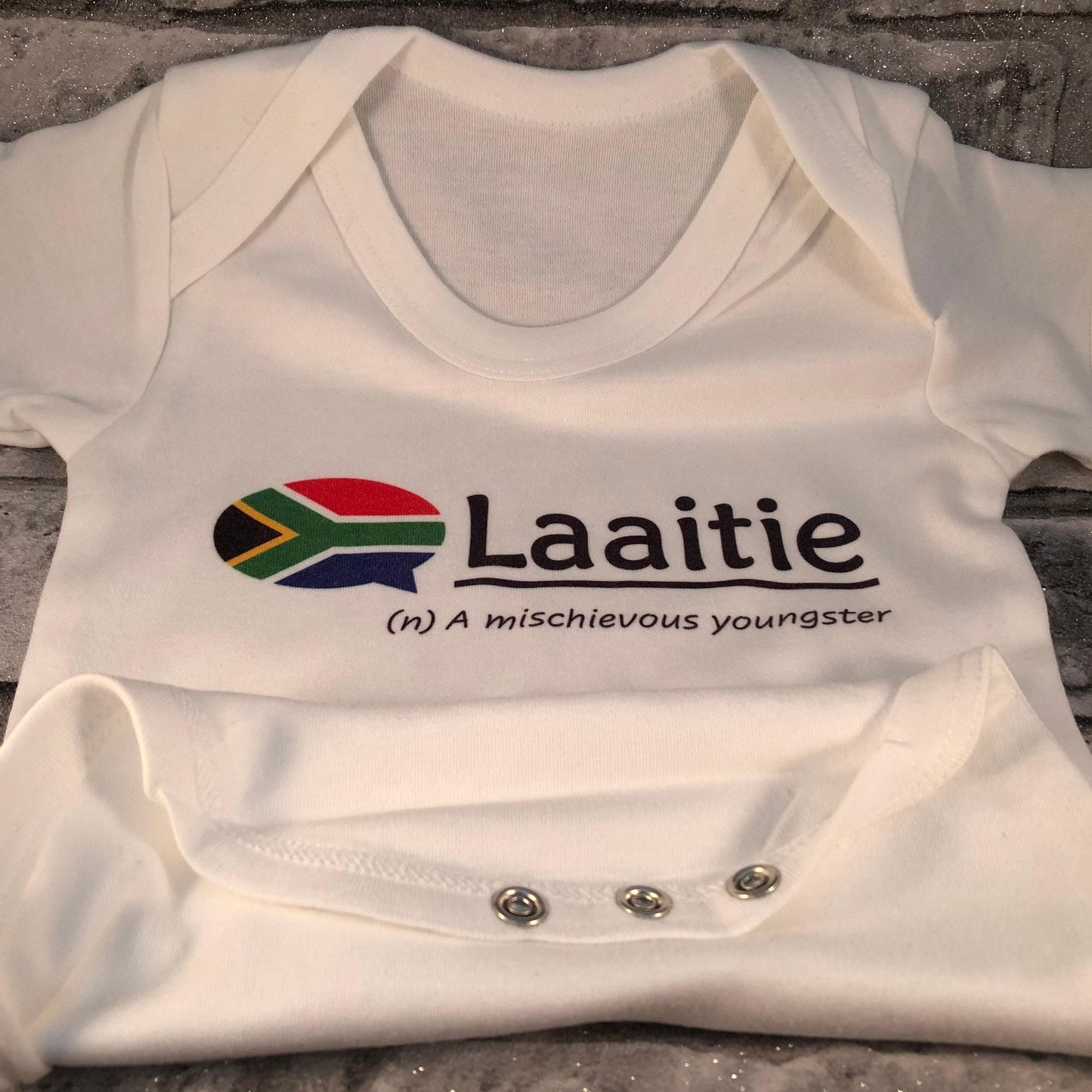 South Africa Baby Bodysuit: Afrikaans 'Laatie' Slang, Gender Reveal Gift