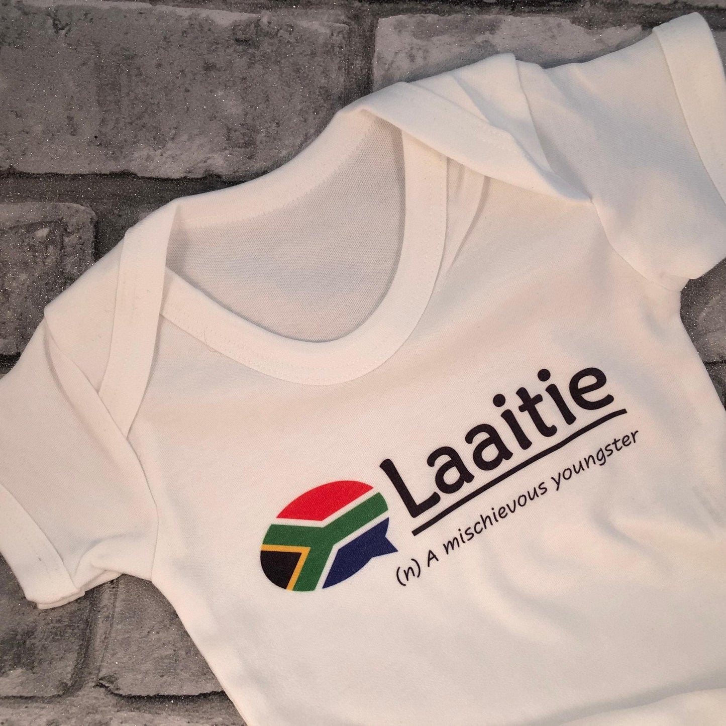 South Africa Baby Bodysuit: Afrikaans 'Laatie' Slang, Gender Reveal Gift