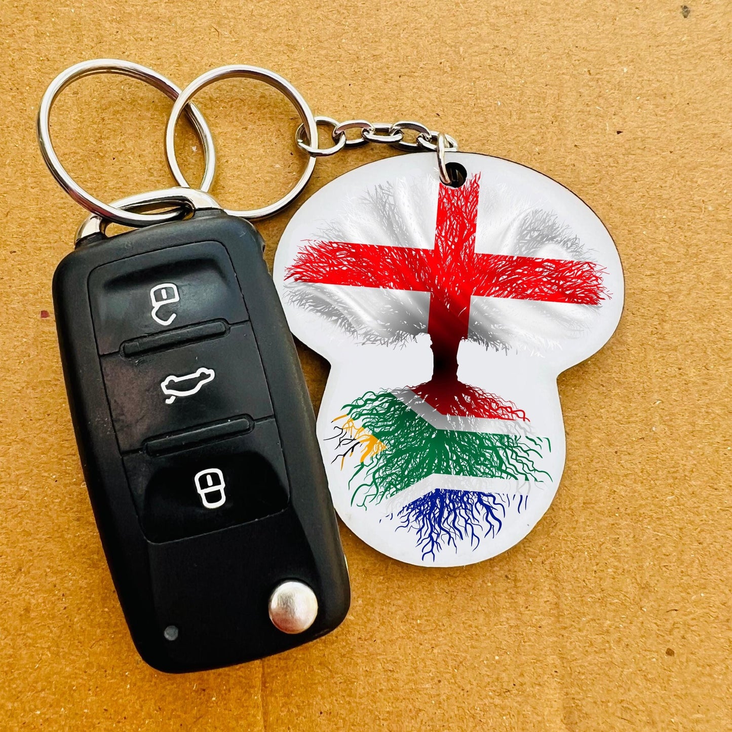 South African flag St George's Cross England keyring keychain heritage roots New home housewarming  travel christmas gift personalised