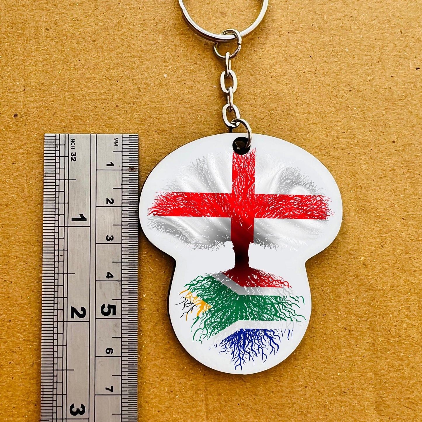 South African flag St George's Cross England keyring keychain heritage roots New home housewarming  travel christmas gift personalised